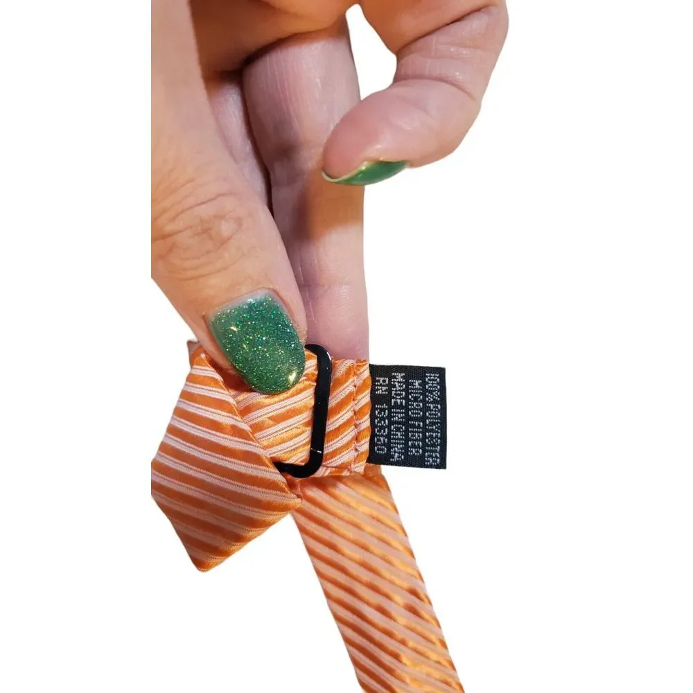 JON VANDYK HOLLAND BOW TIE‎ Mens Orange With Lt Orange Stripe Handmade 100% Poly